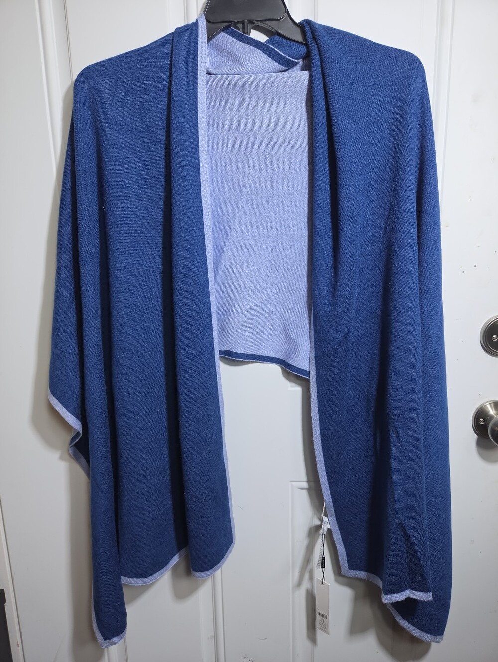 NWT Chico's Reversible Knit Travel Wrap Shawl Poncho Royal Blue / Periwinkle 💙